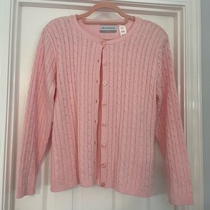 Alfred Dunner Pink Cable Knit Sweater
